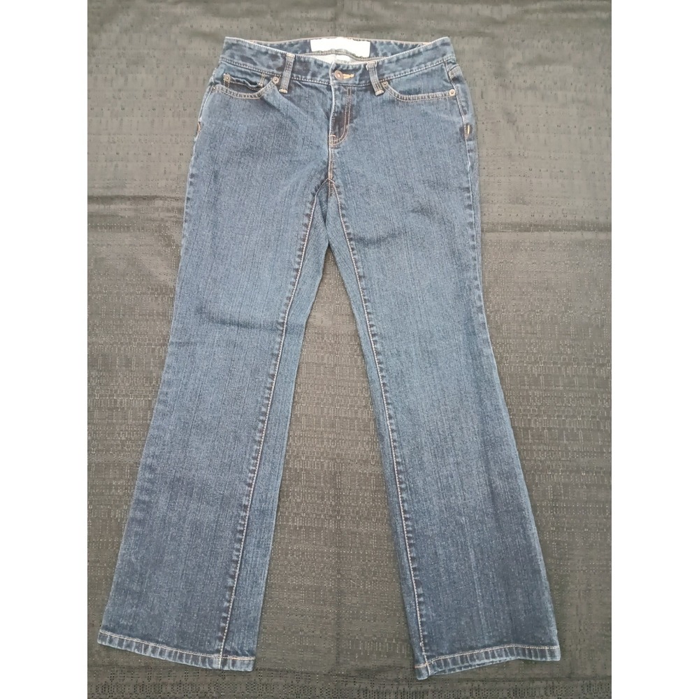 Ann Taylor LOFT Curvy Boot Jeans 4P Dark Wash Blue Denim Petite 217396